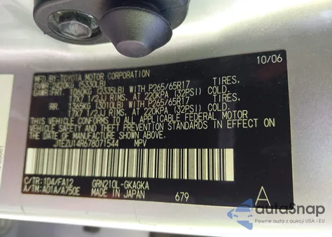 2007 Toyota 4Runner Sr5 V6 из США, поврежденный, VIN JTEZU14R678071544